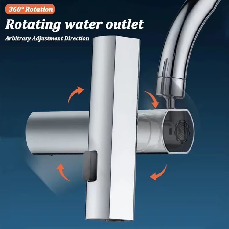 360 Degree Rotating Faucet Extender, Chrome Plated, 3 Function Water Tap Extension with Anti-Splash Design for Kitchen Sink