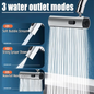 360 Degree Rotating Faucet Extender, Chrome Plated, 3 Function Water Tap Extension with Anti-Splash Design for Kitchen Sink